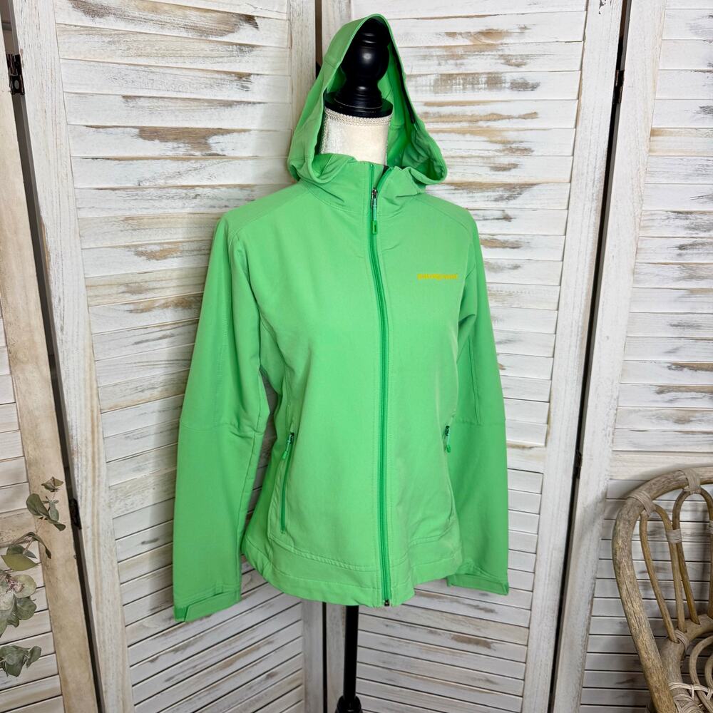PATAGONIA Women's S Simple Guide Hoodie Lime Green Zip Front Outdoor Jacket - Picture 4 of 16